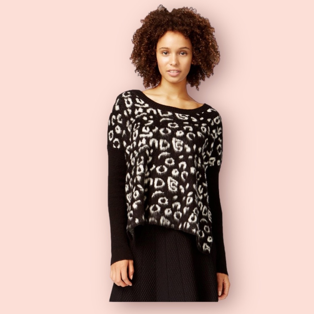 RACHEL by RACHEL ROY WOMENS ANIMAL PRINT CREW NECK PULLOVER SWEATER S/L